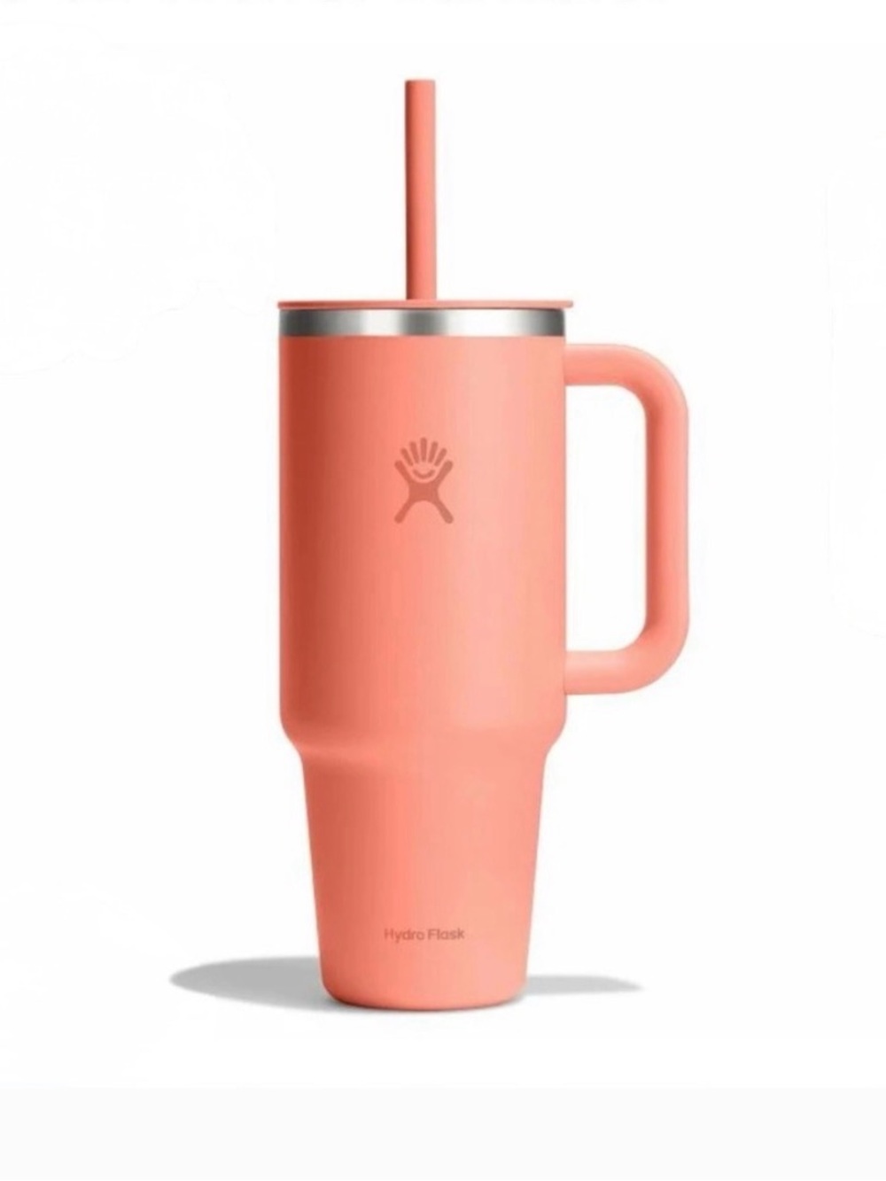 Hydro Flask Coral Travel Cup with Handle and Straw 40 ounces